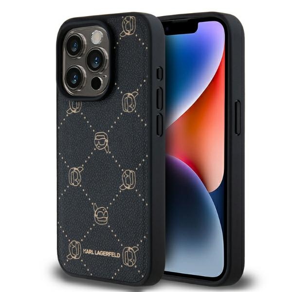 Калъф за IPhone 15 Pro - Karl Lagerfeld Leather MagSafe (KLHMP15LPGKHPHK) - Karl Head