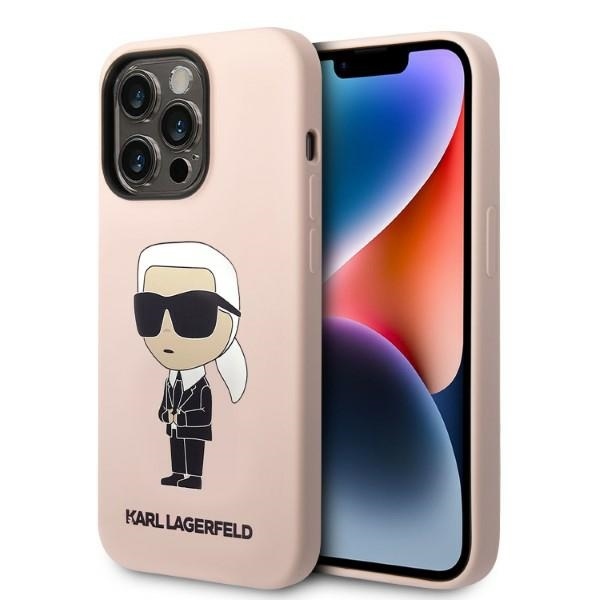 Калъф за iPhone 14 Pro Max - Karl Lagerfeld Silicone MagSafe (KLHMP14XSNIKKBCP) - Розов Ikonik