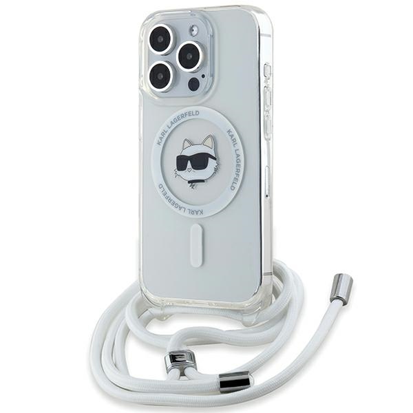 Калъф за iPhone 14 Pro Max - Karl Lagerfeld IML Crossbody MagSafe (KLHMP14XHCHCCHCHNT) - Прозрачен Choupette Head&Cord