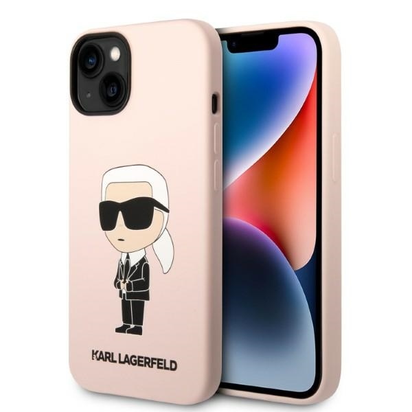 Калъф за iPhone 14 Plus - Karl Lagerfeld Silicone MagSafe (KLHMPMP14MSNIKKBCP) - Розов Ikonik