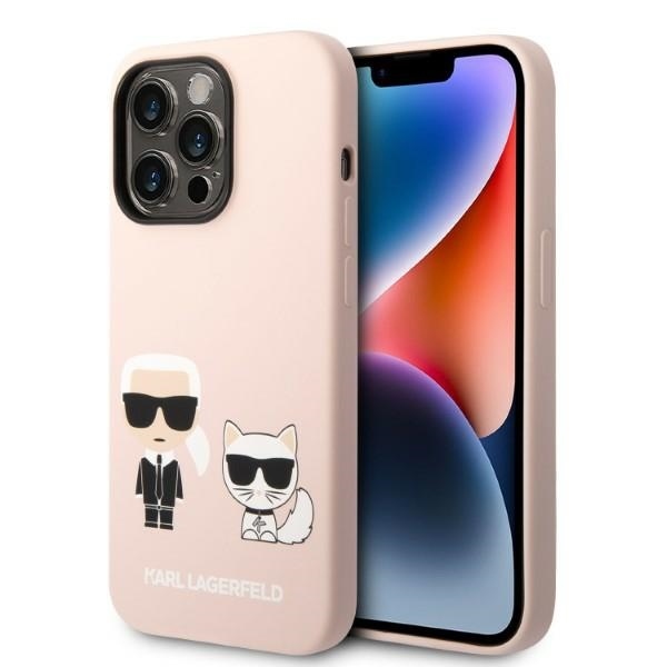 Калъф за iPhone 14 Pro - Karl Lagerfeld Silicone MagSafe (KLHMP14LSSKCI) - Светлорозов Karl&Choupette