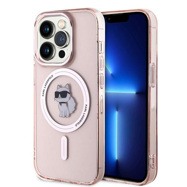 Калъф за iPhone 14 Pro - Karl Lagerfeld IML MagSafe (KLHMPMP14LHFHFCCNOP) - Розов Choupette