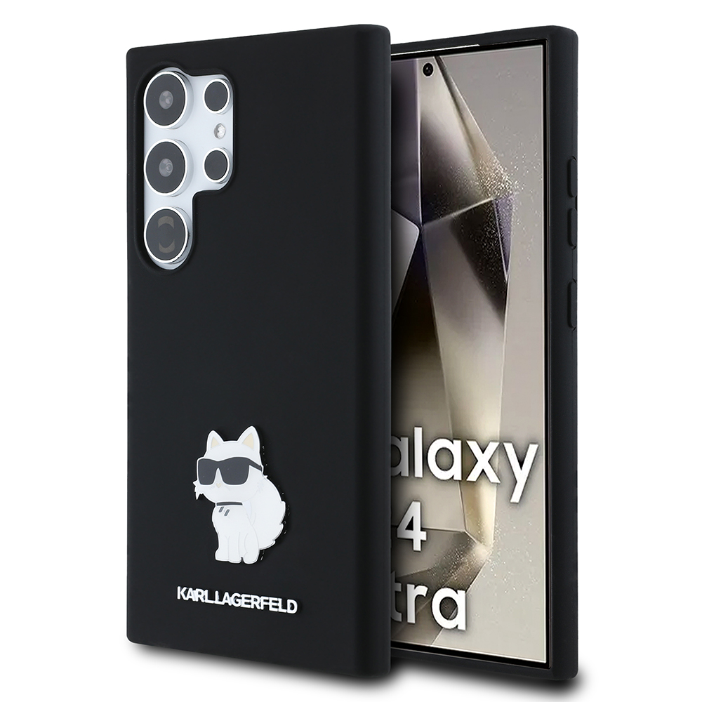 Калъф за Samsung Galaxy S24 Ultra - Karl Lagerfeld Silicone (KLHCHCS24LSMHCNPK) - Choupette Metal Pin