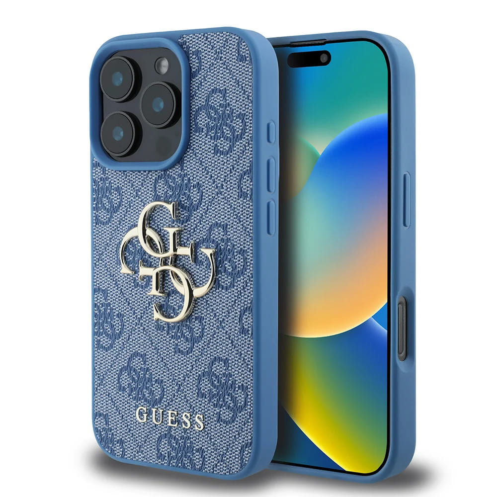 Калъф за iPhone 16 Pro - Guess Hardcase 4G Big Logo (GUHCP16L4GMGBL) - Син