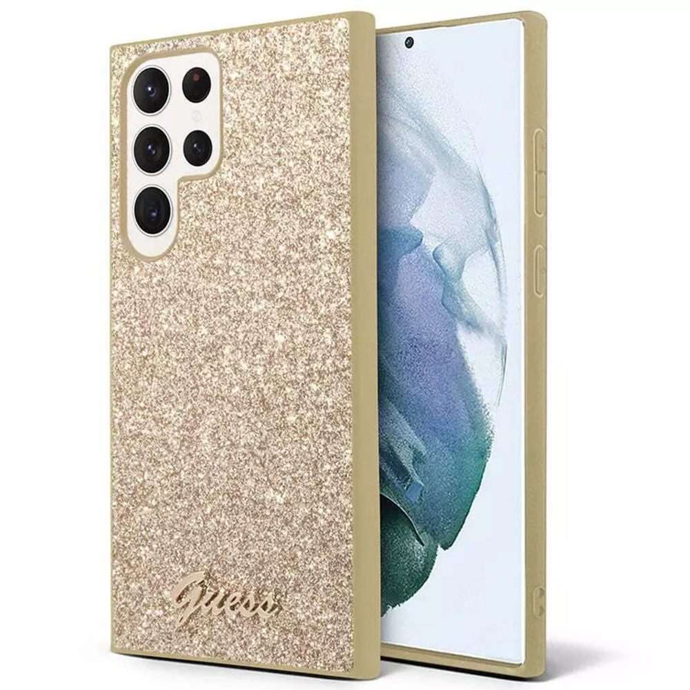 Калъф за Samsung Galaxy S24 Ultra - Guess Glitter Script (GUHCS24LHGGGGSHD) - златен