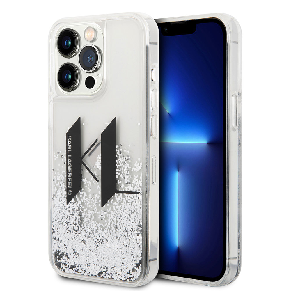 Калъф за iPhone 14 Pro - Karl Lagerfeld Hardcase Liquid Glitter (KLHCP14LLLLBKLCS) - Big KL