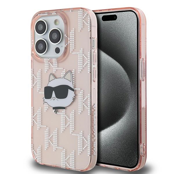 Калъф за iPhone 14 Pro - Karl Lagerfeld IML Luxury (KLHCCHCP14LHKLKLPCHP) - Розов Choupette Head&Monogram