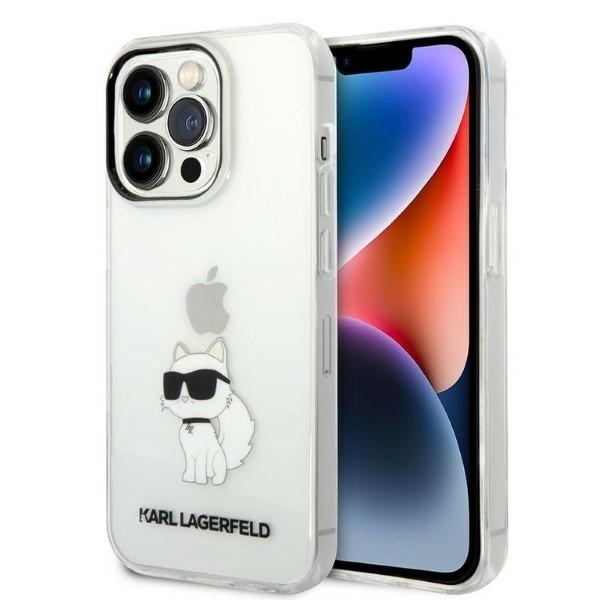 Калъф за IPhone 14 Pro - Karl Lagerfeld Hardcase Прозрачен (KLHCHCP14LHNHNCHTCT) - Ikonik Choupette