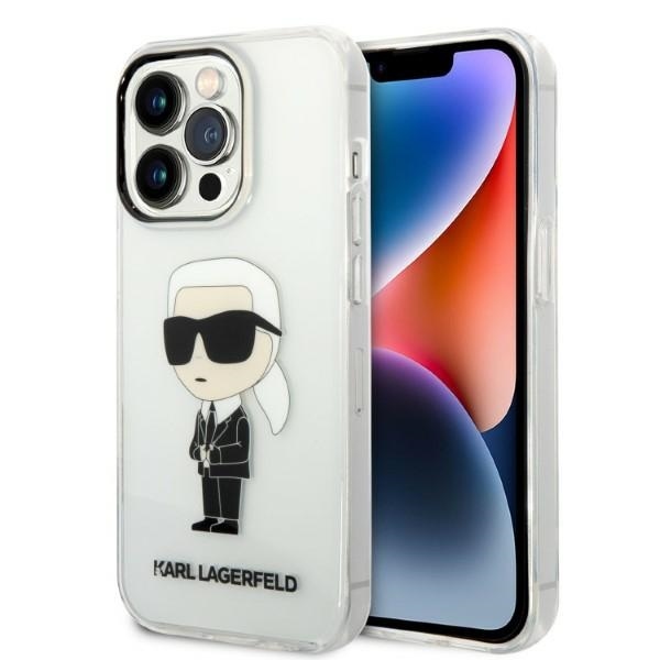 Калъф за IPhone 14 Pro - Karl Lagerfeld Hardcase Прозрачен (KLHCP14LHNIKKTCT) - Ikonik Karl Lagerfeld