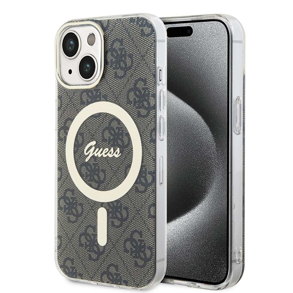 Калъф за iPhone 15 Plus - Guess IML 4G MagSafe (GUHMP15MH4STW) - Кафяв