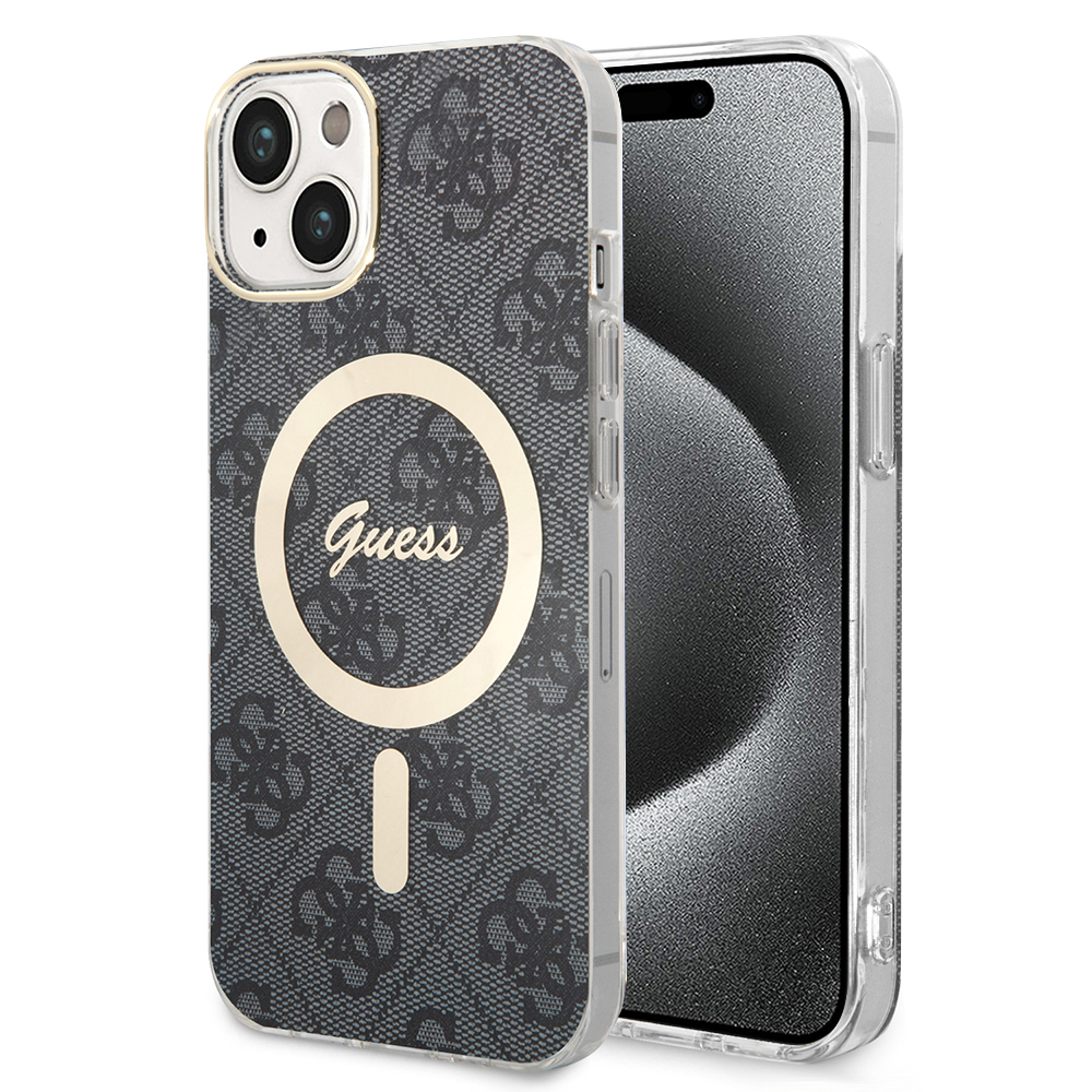 Калъф за iPhone 15 Plus - Guess IML 4G MagSafe (GUHMP15MH4STK) - Черен