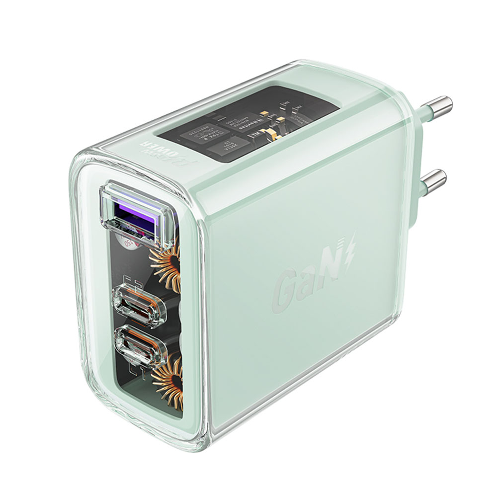 Батерия за гнездо, 2 X USB-C, USB, GaN, PD65W - Acesfast (A45) - Mountain Mist