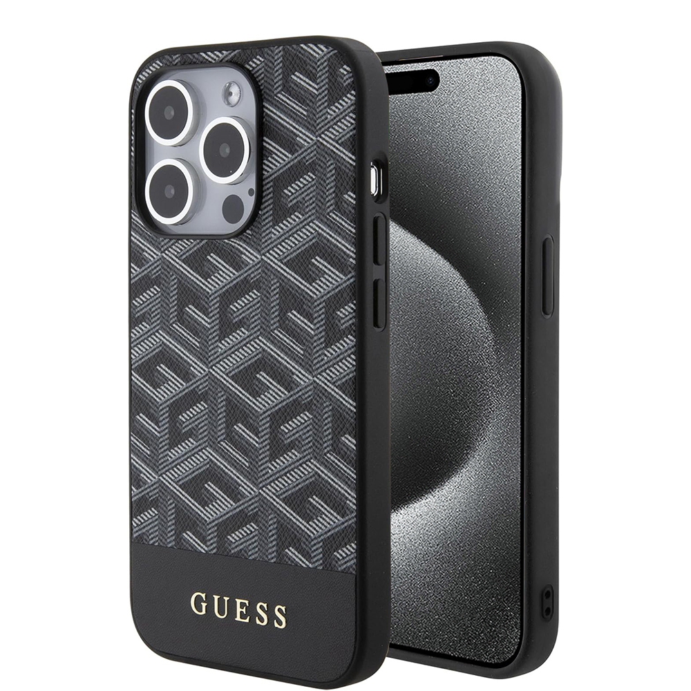 Калъф за iPhone 15 Pro Max - Guess GCube Stripes MagSafe (GUHMP15XHGCFSEK) - Черен