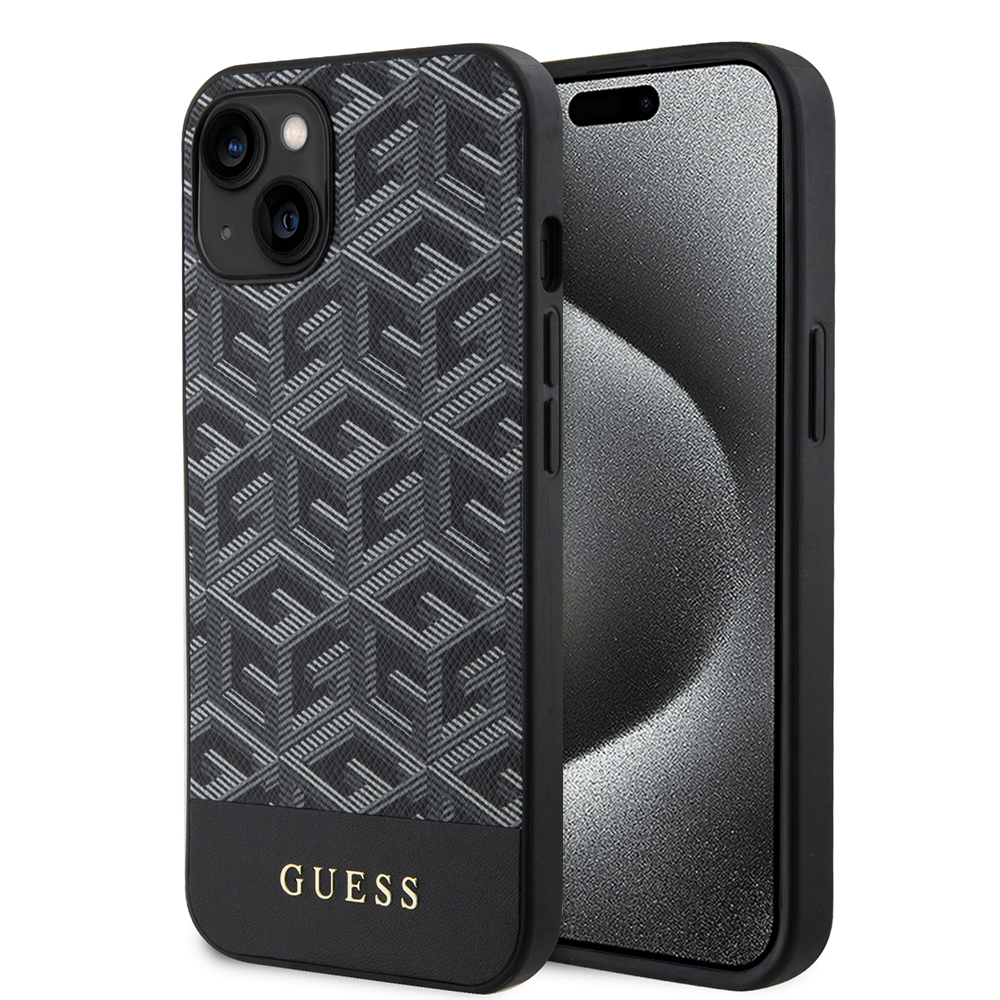 Калъф за iPhone 15 - Guess GCube GCube Stripes MagSafe (GUHMP15SHGCFSEK) - Черен