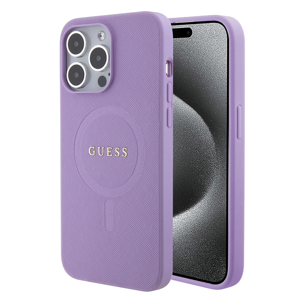 Калъф за iPhone 15 Pro - Guess Saffiano MagSafe (GUHMP15LPSAHAHMCU) - Лилав