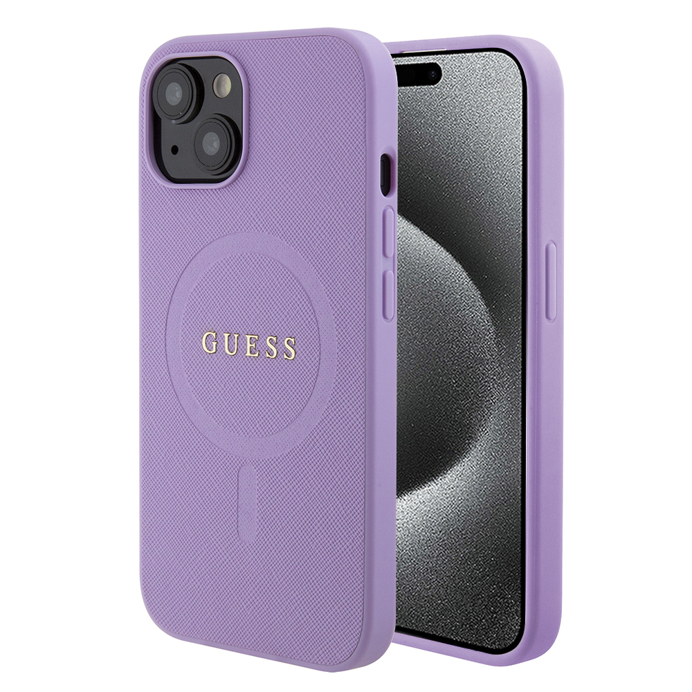 Калъф за iPhone 15 - Guess Saffiano MagSafe (GUHMP15SPSAHMCU) - Лилав