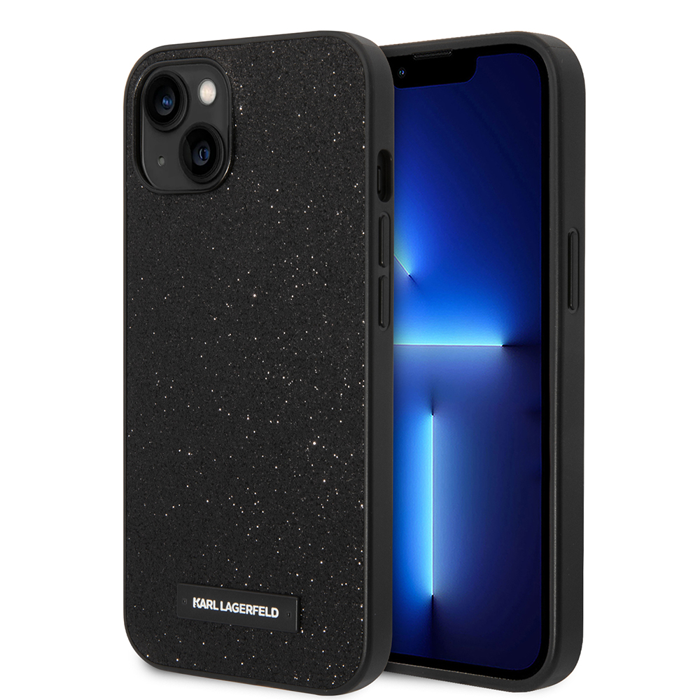 Калъф за iPhone 14 Plus - Karl Lagerfeld Hardcase Glitter (KLHCP14MG2ELK) - Plaque Logo