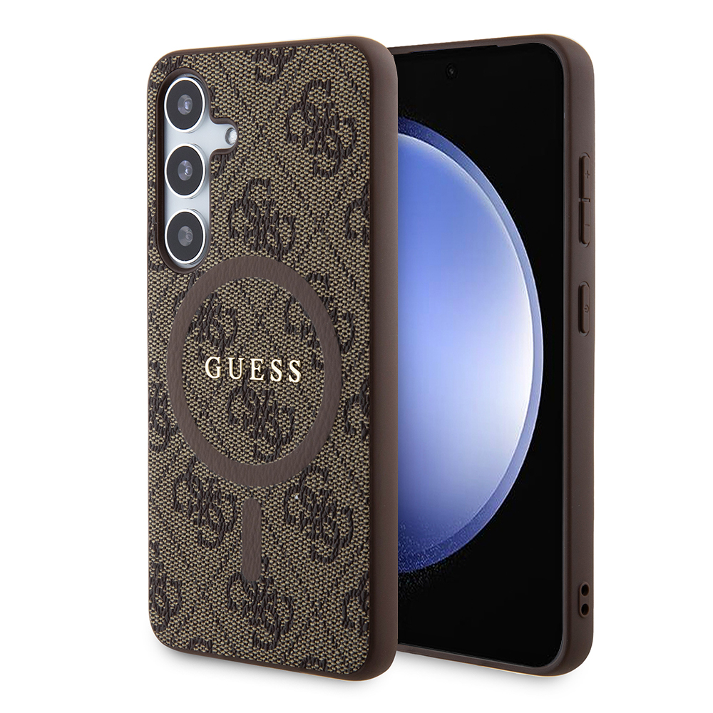 Калъф за Samsung Galaxy S24 - Guess 4G Collection Leather MagSafe (GUHMS24SG4GFRW) - Кафяв