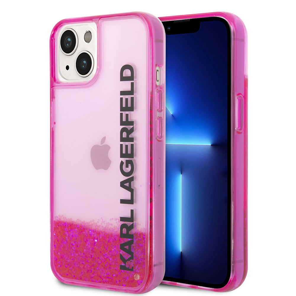 Калъф за iPhone 14 Plus - Karl Lagerfeld Hardcase Liquid Glitter (KLHCP14MLCKKVF) - Розов Elong
