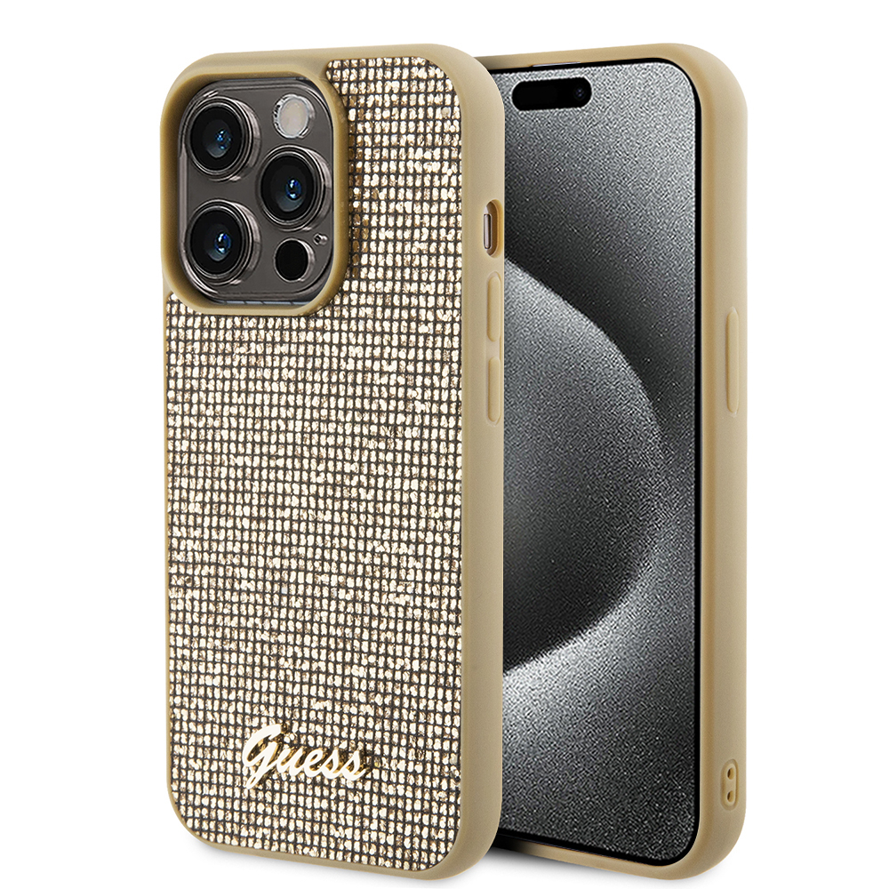 Калъф за iPhone 15 Pro - Guess Disco Metal Script (GUHCP15LPMSDGSD) - златен
