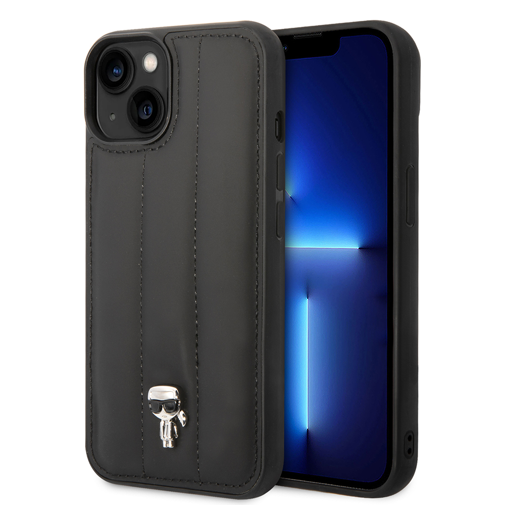 Калъф за IPhone 14 Plus - Karl Lagerfeld Hardcase Leather Puffy (KLHCP14MPSQPK) - Ikonik Pin