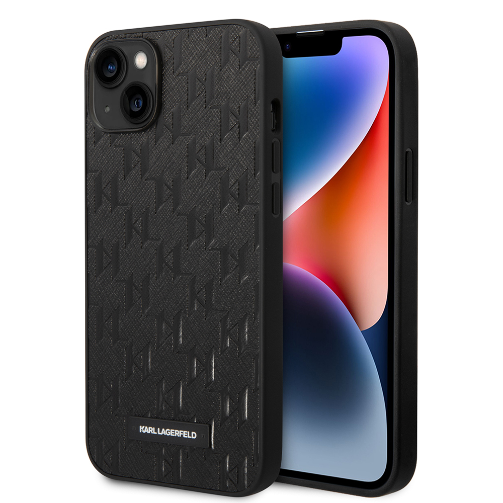 Калъф за iPhone 14 Plus - Karl Lagerfeld Saffiano (KLHCHCP14MSAKAKLHPK) - Mono Metal Logo