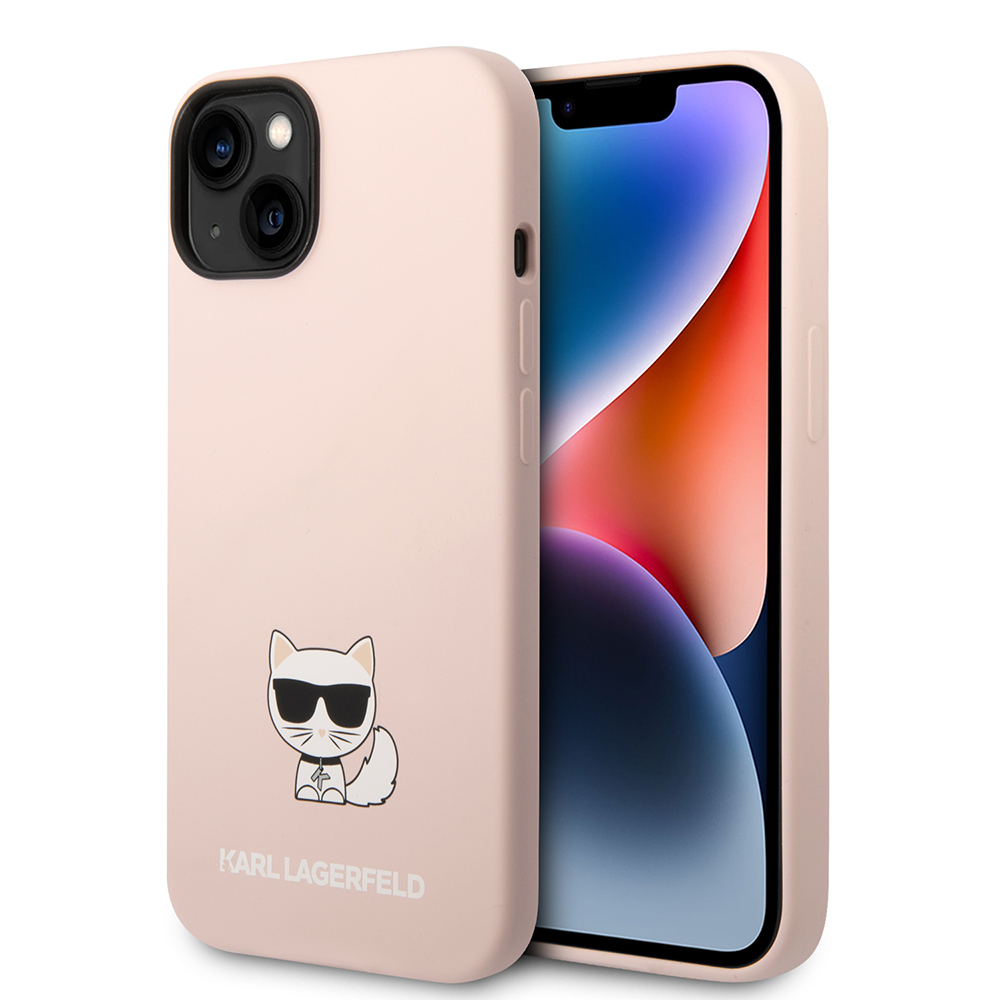 Калъф за iPhone 14 Plus - Karl Lagerfeld Silicone (KLHCP14MSLCTPI) - розово тяло Choupette