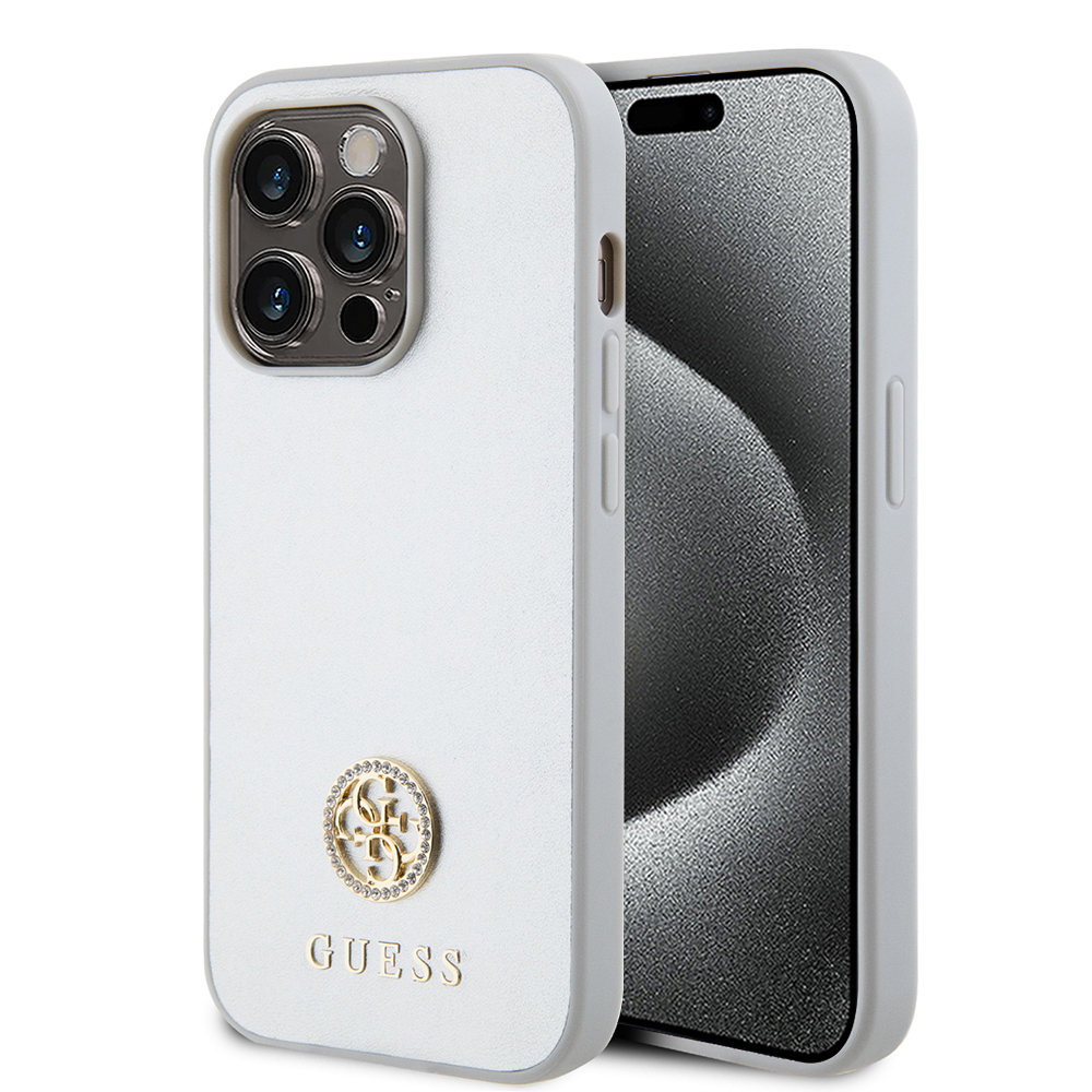 Калъф за iPhone 15 Pro - Guess Strass Metal Logo (GUHCP15LPS4DGPS) - Сребрист