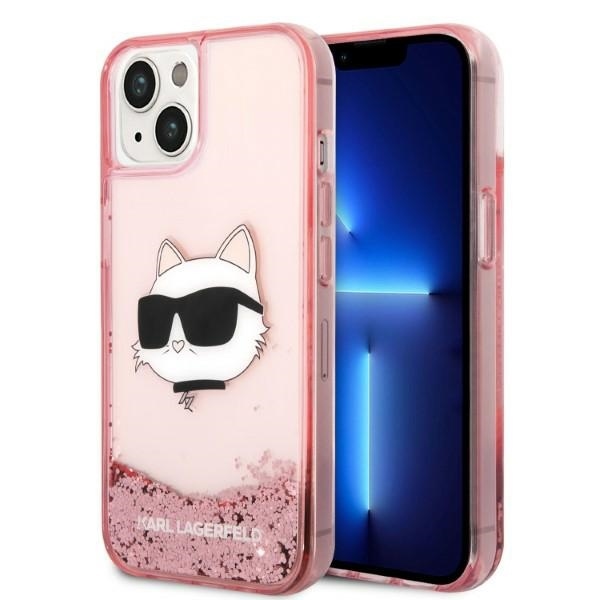 Калъф за iPhone 14 Plus - Karl Lagerfeld Hardcase Glitter (KLHCP14MLNCHCP) - Розов Choupette Head