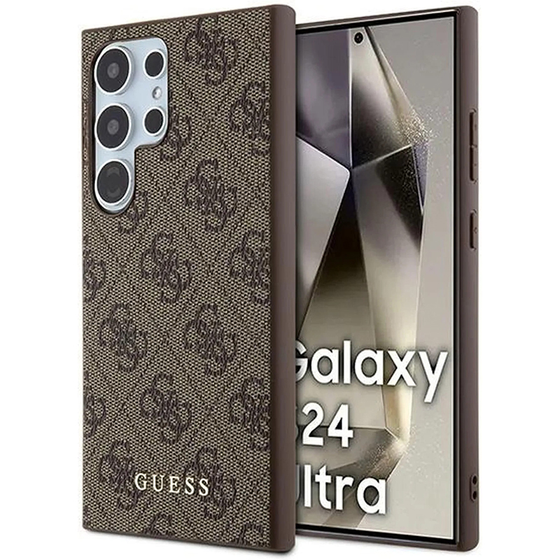 Калъф за Samsung Galaxy S24 Ultra - Guess Hardcase 4G Metal Златист Златист Logo (GUHCS24LG4GFBR) - Кафяв