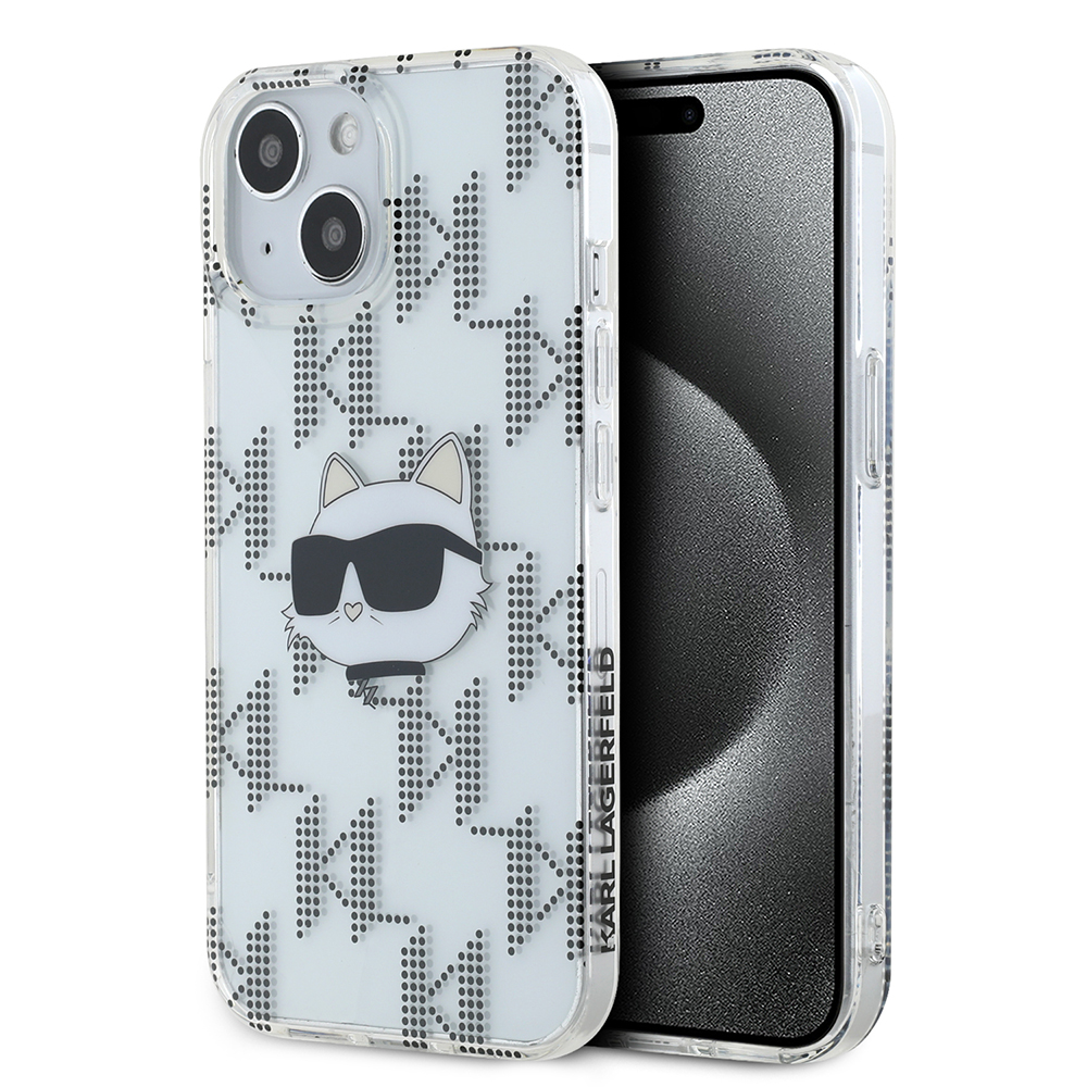 Калъф за iPhone 15 - Karl Lagerfeld IML Luxury (KLHCCHCP15SHKLLPCHT) - Прозрачен Choupette Head&Monogram