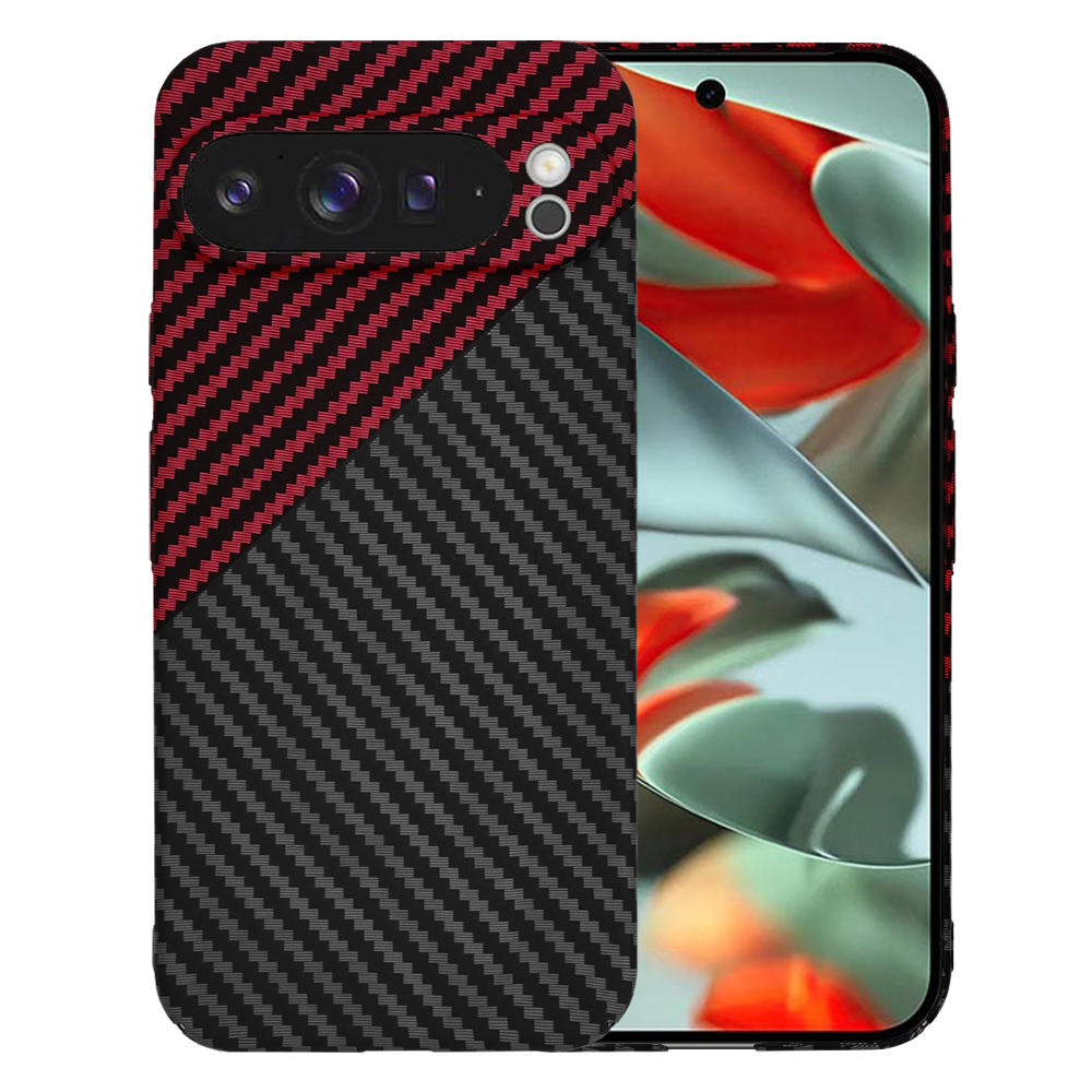 Калъф за Google Pixel 9 Pro XL - Techsuit Carbonite FiberShell - Червен Vortex