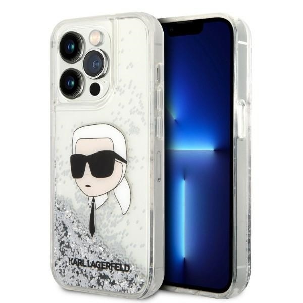 Калъф за iPhone 14 Pro Max - Karl Lagerfeld Hardcase Glitter (KLHCP14XLNKHCH) - Сребрист Karl Head