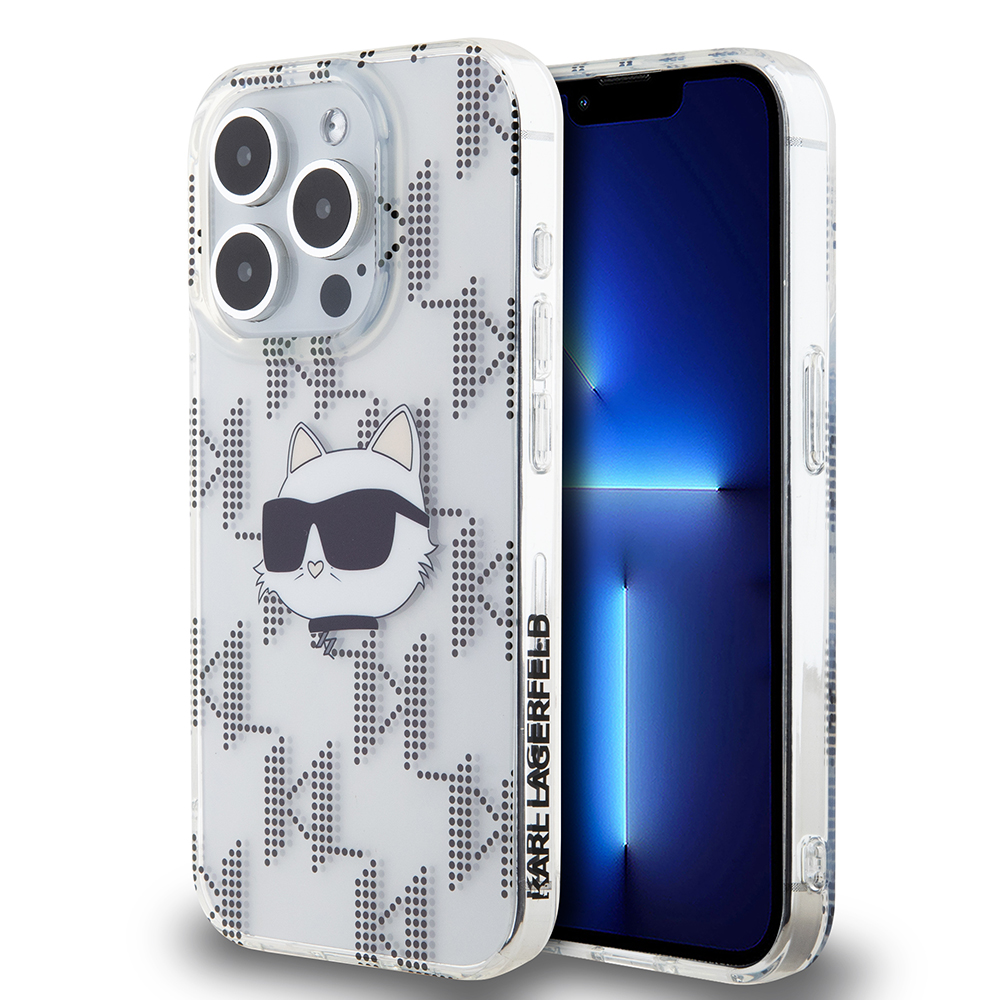 Калъф за iPhone 15 Pro - Karl Lagerfeld IML Luxury (KLHCCHCP15LHKLKLPCHT) - Прозрачен Choupette Head&Monogram