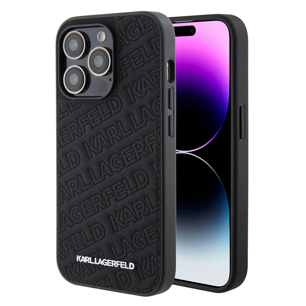 Калъф за iPhone 15 Pro - Karl Lagerfeld Diagonal Quilted K Pattern (KLHCP15LPQQKKPMK) - Черен