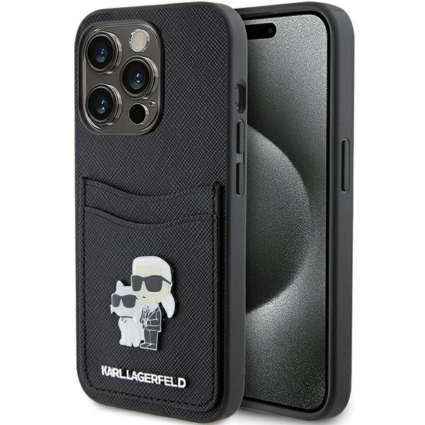 Калъф за iPhone 15 Pro - Karl Lagerfeld Saffiano Cardslot (KLHCP15LSAPKCNPK) - Karl&Choupette