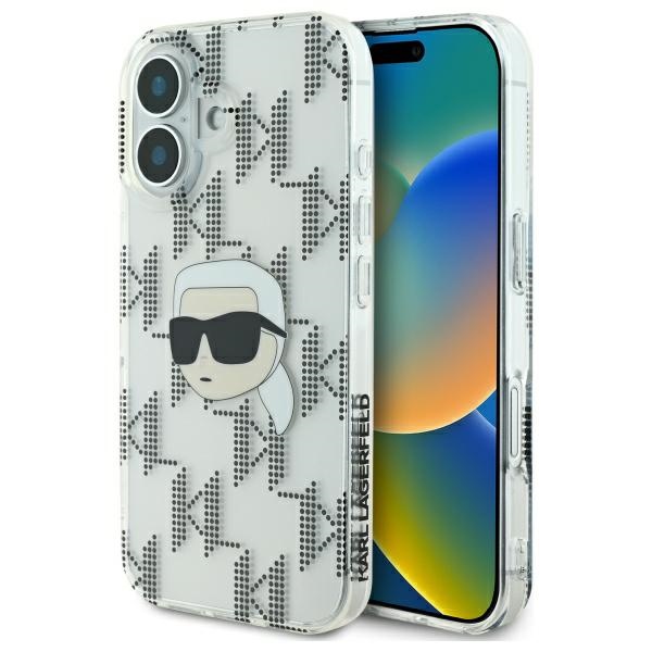 Калъф за iPhone 16 - Karl Lagerfeld IML Luxury Electroplated (KLHCP16SHKLLPKKHT) - Прозрачен Karl Head