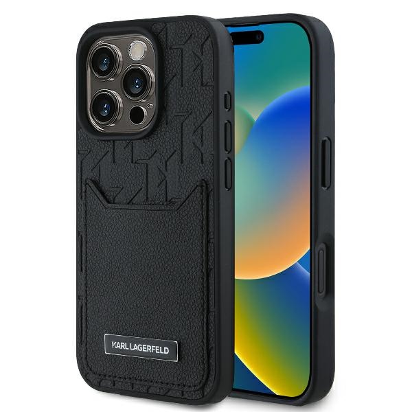 Калъф за IPhone 16 Pro Max - Karl Lagerfeld Hardcase Leather Cards Slots (KLHCP16XPGKHPRPK) - Monogram