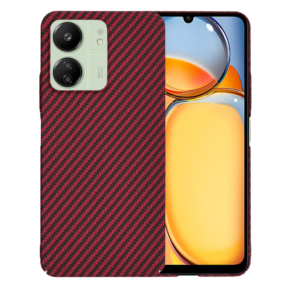 Калъф за Xiaomi Redmi 13C 4G / Redmi 13C 5G / Poco C65 - Techsuit Carbonite FiberShell - Червен
