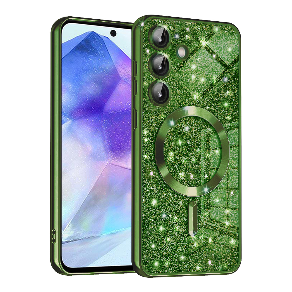 Калъф за Samsung Galaxy A55 5G - Techsuit Luxury Glitter MagSafe - Deep Зелен