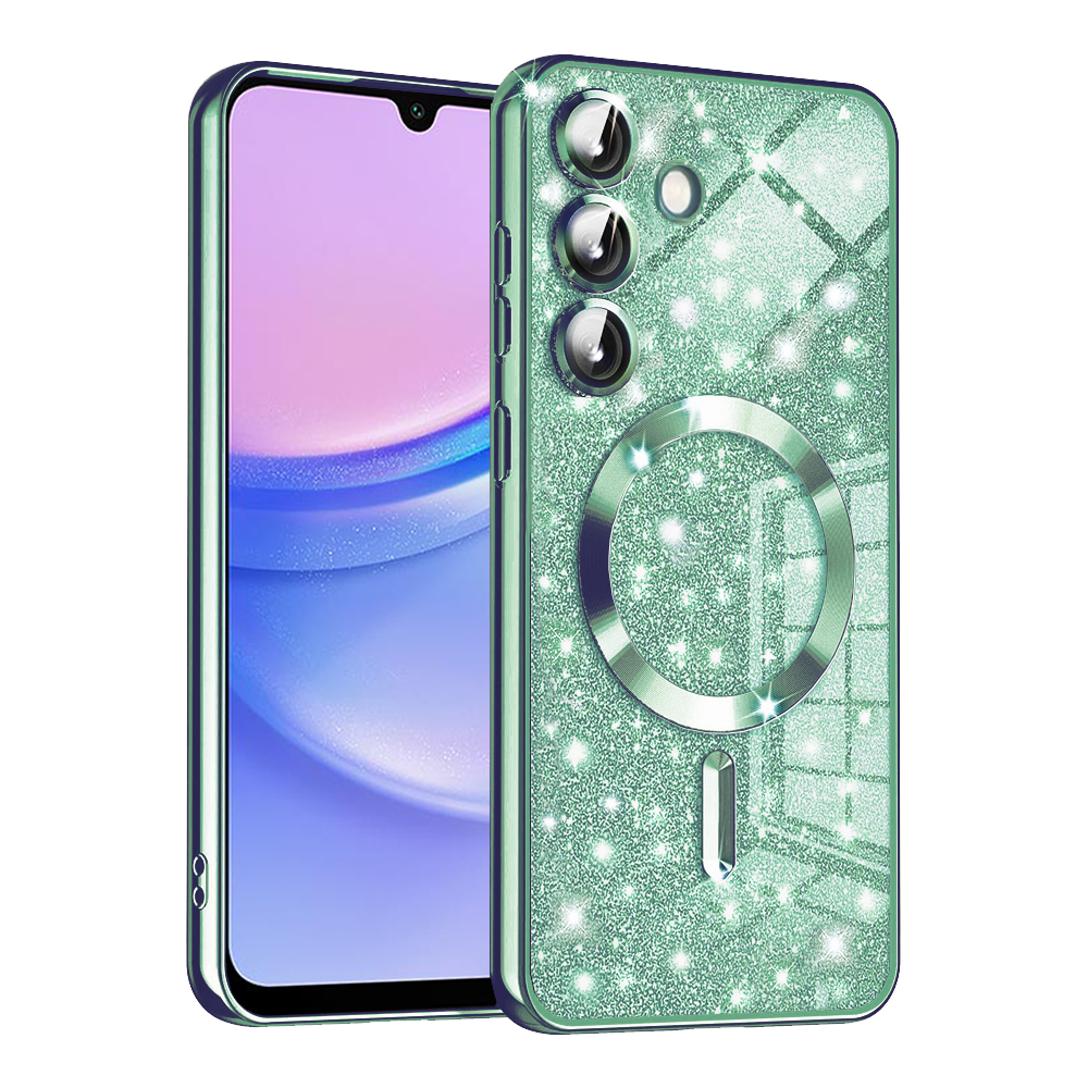 Калъф за Samsung Galaxy A15 4G / A15 5G - Techsuit Luxury Glitter MagSafe - Светлозелен