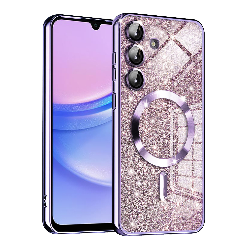 Калъф за Samsung Galaxy A15 4G / A15 5G - Techsuit Luxury Glitter MagSafe - Светло лилав