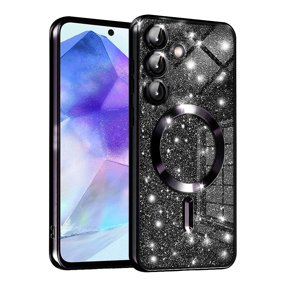 Калъф за Samsung Galaxy A55 5G - Techsuit Luxury Glitter MagSafe - Черен