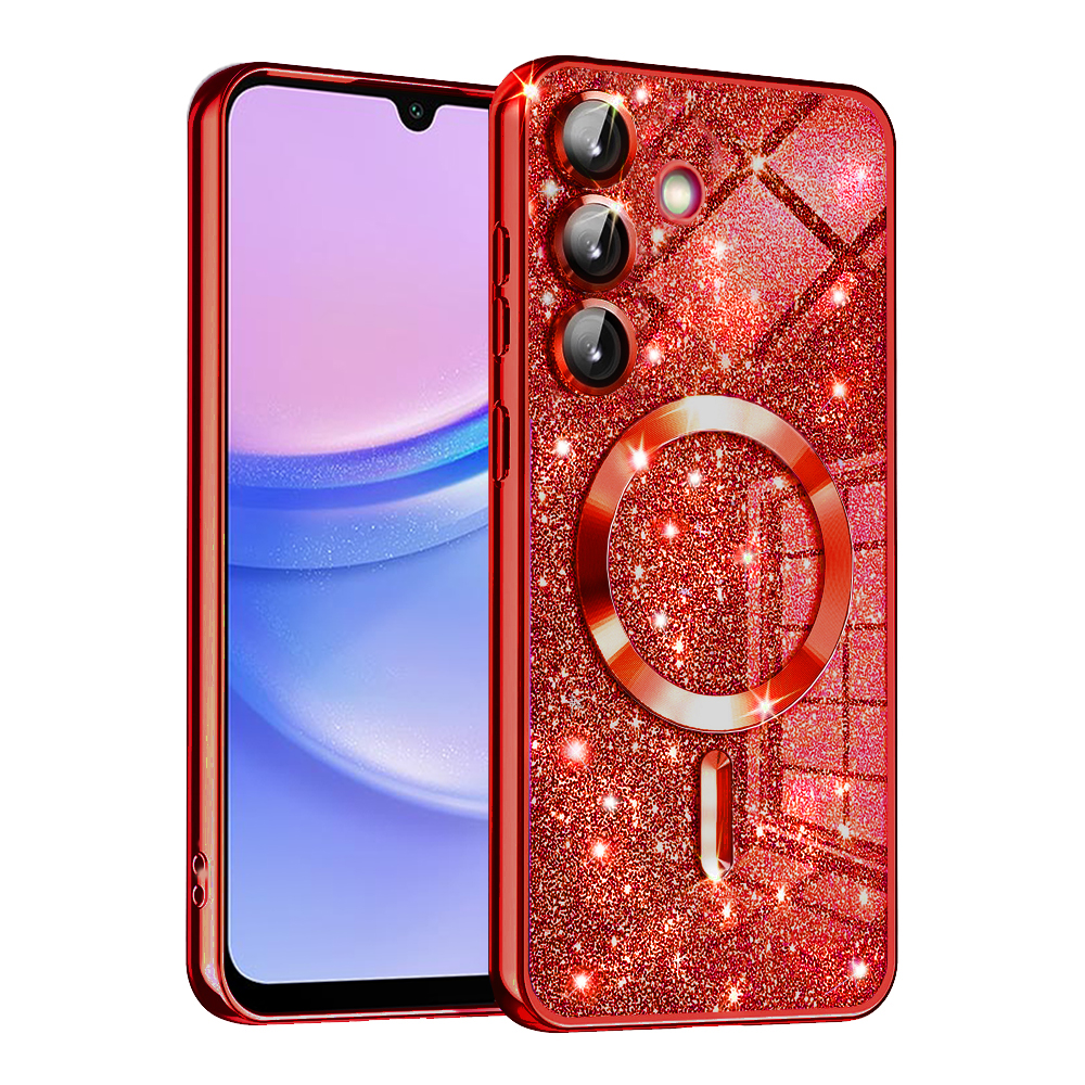 Калъф за Samsung Galaxy A15 4G / A15 5G - Techsuit Luxury Glitter MagSafe - Червен