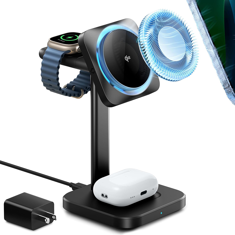 MagSafe Apple Charging Station with Portable Watch Charger - ESR CryoBoost Qi2 (2C58008) - Черен