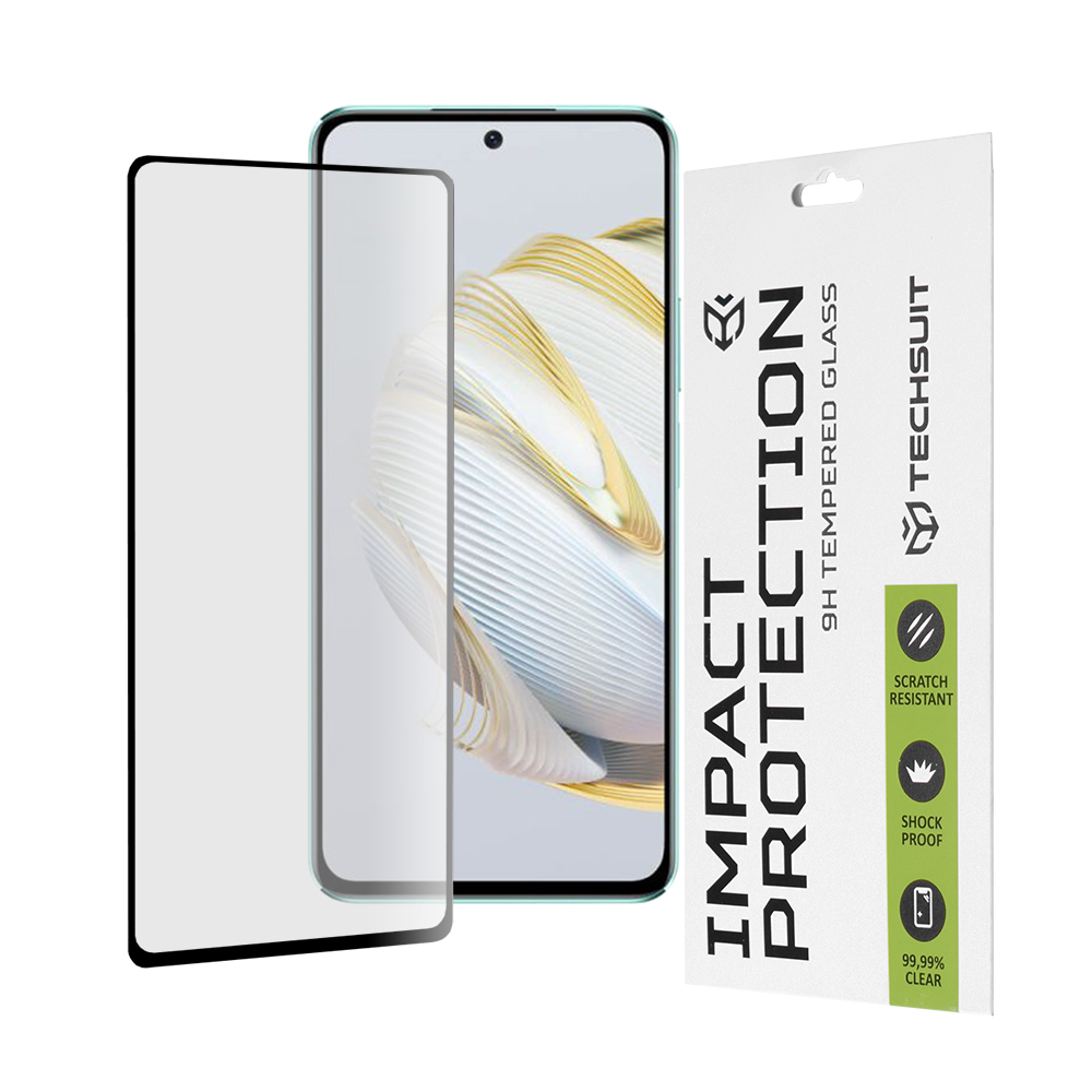 Капак за Huawei nova 10 SE - Techsuit 111D Full Cover / Full Glue Glass - Черен