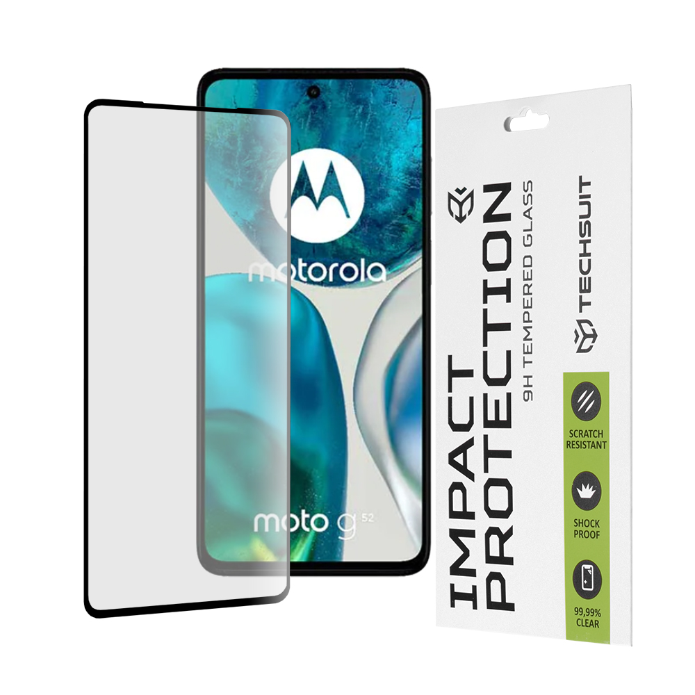 Капак за Motorola Moto G52 / Moto G82 5G - Techsuit 111D Full Cover / Full Glue Glass - Черен