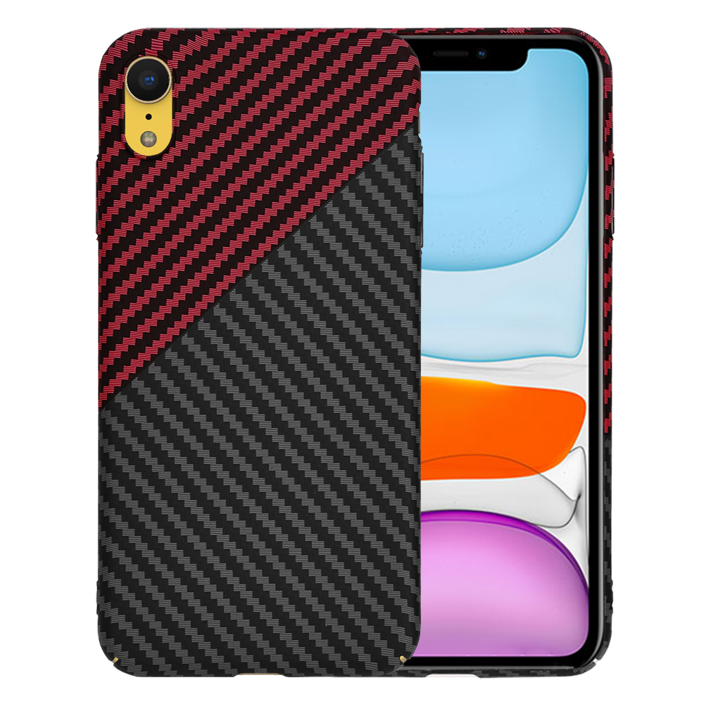 Калъф за iPhone XR - Techsuit Carbonite FiberShell - Червен Vortex