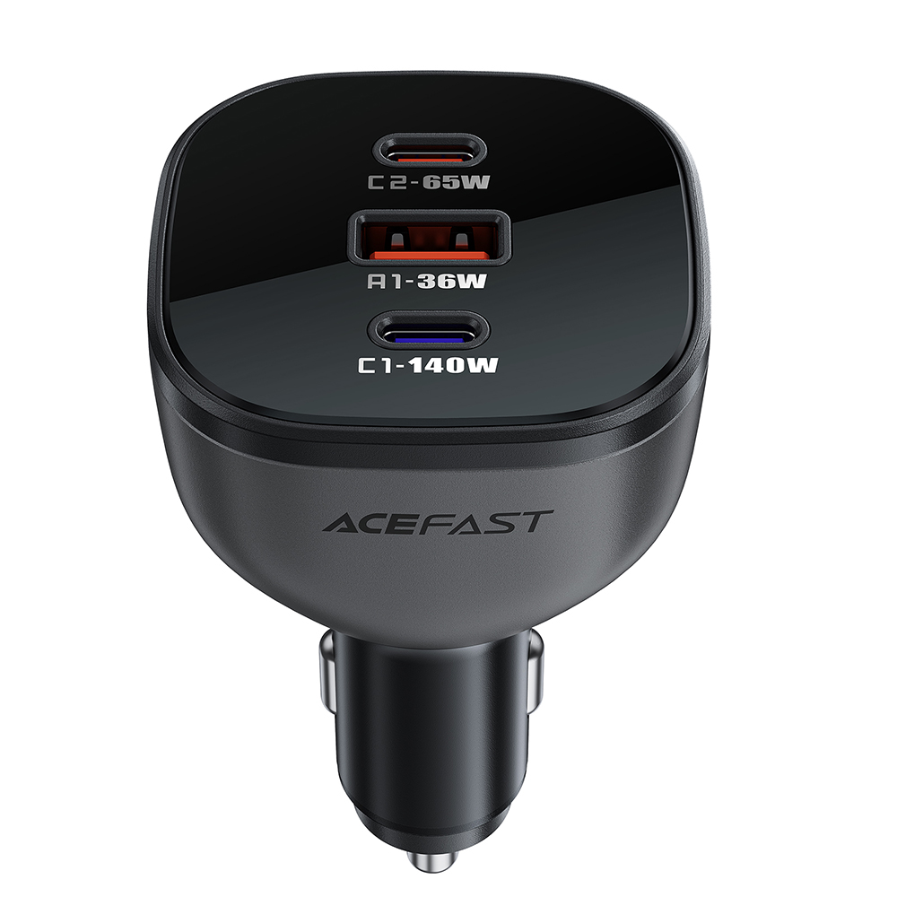 Зарядно за кола 2x USB-C, 165 W, бързо зареждане, контрол на температурата - Acefast (B14) - черно
