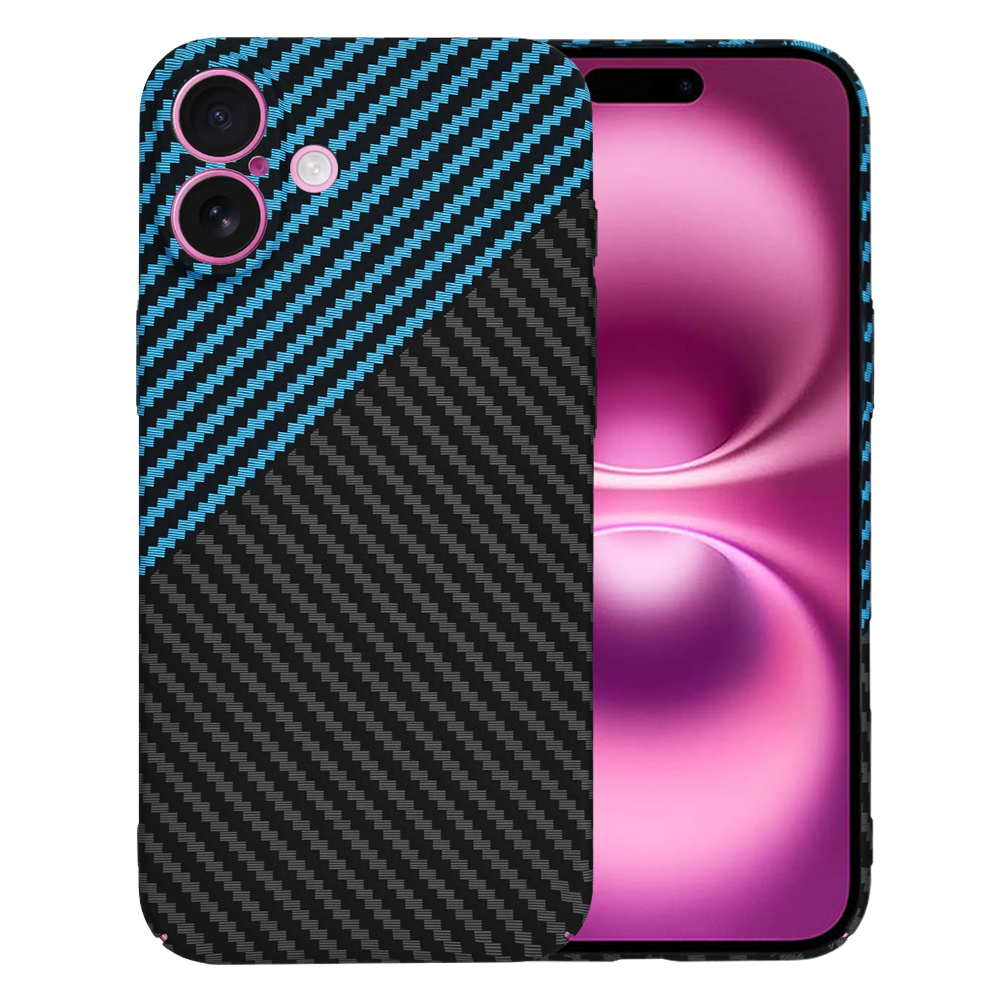 Калъф за iPhone 16 Plus - Techsuit Carbonite FiberShell - Син Pulse